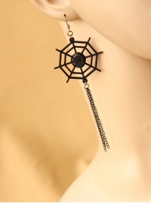 Black Gothic Halloween Spider Web Playful Personality Bride Earrings