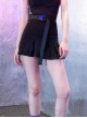 Buckle Belt Waist Bag Spider Embroidery Black Punk Pleated Skirt