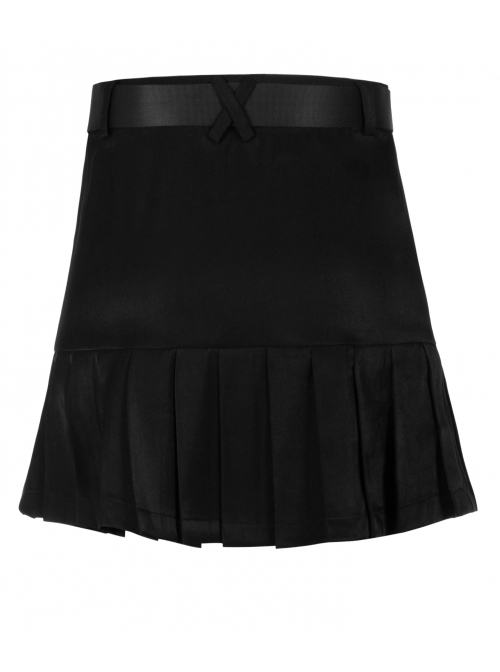 Buckle Belt Waist Bag Spider Embroidery Black Punk Pleated Skirt
