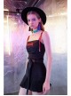 Buckle Belt Waist Bag Spider Embroidery Black Punk Pleated Skirt