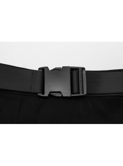 Buckle Belt Waist Bag Spider Embroidery Black Punk Pleated Skirt