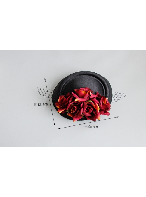 Black Gothic Fashion Party Host Banquet Dress Top Hat Hairpin