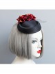 Black Gothic Fashion Party Host Banquet Dress Top Hat Hairpin