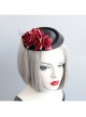 Black Gothic Fashion Party Host Banquet Dress Top Hat Hairpin