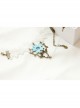 Vintage Gothic White Lace Blue Rose Bracelet Ring Set Jewelry
