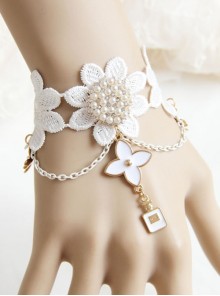 Wrist Flower Lace Pearl Tassel Bridesmaid Bride Bracelet Wedding Dress Prom Accessories