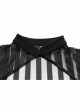 Black Bubble Sleeve Splice Mesh Split Hem Leather Buckle Loop Punk Chinese Style Improved Cheongsam Dress