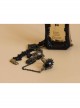 Gothic Black Gemstone Halloween Christmas Female Lace Bracelet With Ring One Chain