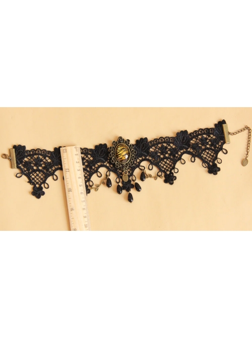 Leopard Gothic Pearl Black Chain Lace Fake Collar Fashion Choker