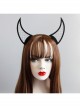 Devil Horn Head Gothic Retro Halloween Black Net Gauze Prom Felt Cloth Female Headband