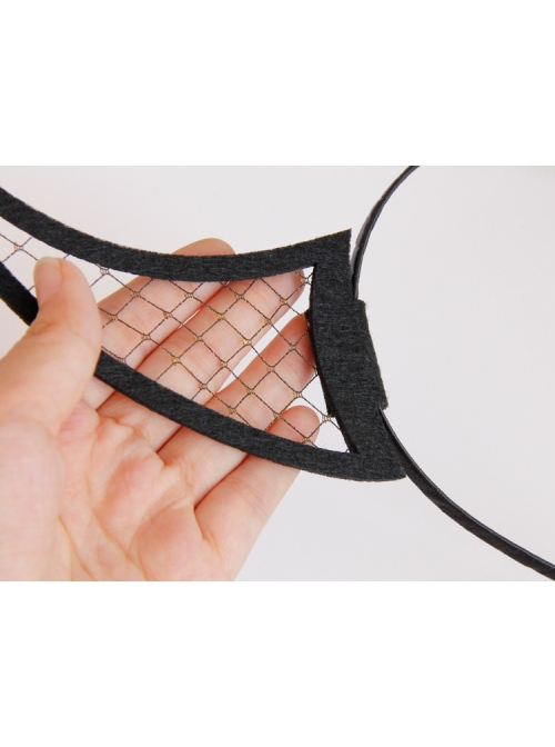 Devil Horn Head Gothic Retro Halloween Black Net Gauze Prom Felt Cloth Female Headband