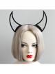 Devil Horn Head Gothic Retro Halloween Black Net Gauze Prom Felt Cloth Female Headband
