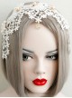 Lolita Small Crown Pearl Lace White Love Wide Brim Ladies Wedding Dress Headband