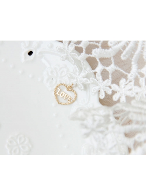 Lolita Small Crown Pearl Lace White Love Wide Brim Ladies Wedding Dress Headband