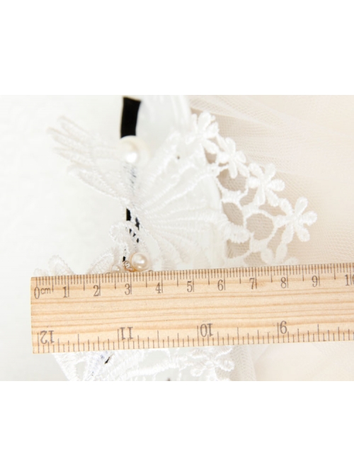 Lolita Small Crown Pearl Lace White Love Wide Brim Ladies Wedding Dress Headband