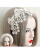 Lolita Small Crown Pearl Lace White Love Wide Brim Ladies Wedding Dress Headband