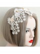Lolita Small Crown Pearl Lace White Love Wide Brim Ladies Wedding Dress Headband