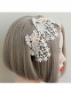Lolita Small Crown Pearl Lace White Love Wide Brim Ladies Wedding Dress Headband