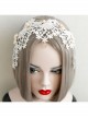 Lolita Small Crown Pearl Lace White Love Wide Brim Ladies Wedding Dress Headband
