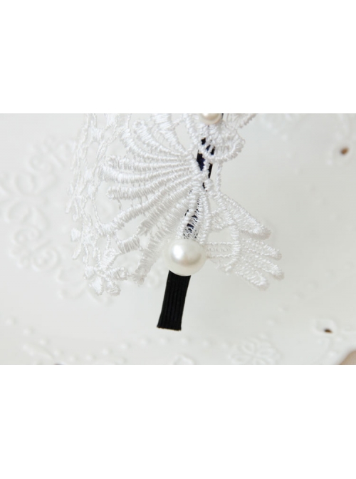 Lolita Small Crown Pearl Lace White Love Wide Brim Ladies Wedding Dress Headband