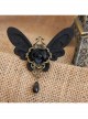 Gothic Womens Retro Handmade Cute Female Pearl Black Butterfly Cloth Brooch Buckle