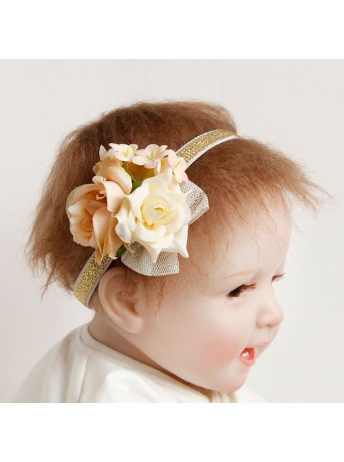 Cute Children White Lace Mesh Bow Baby Birthday Flowers Elastic Headband