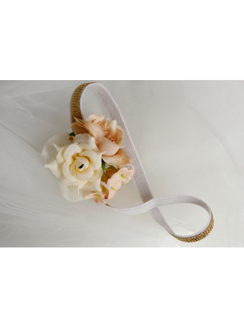 Cute Children White Lace Mesh Bow Baby Birthday Flowers Elastic Headband