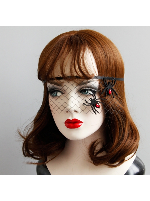 Halloween Masquerade Party Spider Princess Gothic Womens Half Face Black Net Yarn Face Mask