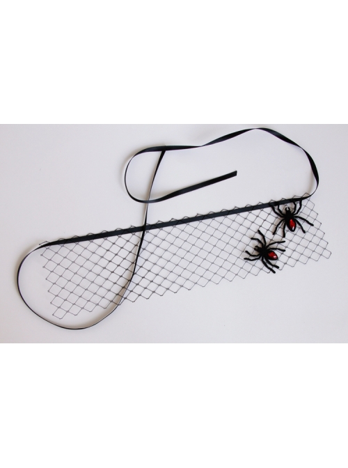 Halloween Masquerade Party Spider Princess Gothic Womens Half Face Black Net Yarn Face Mask