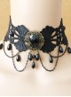 Black Gothic Diamond Pearl Lace Fake Collar Female Exaggerated Short Clavicle Chain