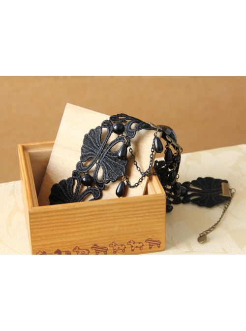 Black Gothic Diamond Pearl Lace Fake Collar Female Exaggerated Short Clavicle Chain