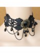 Black Gothic Diamond Pearl Lace Fake Collar Female Exaggerated Short Clavicle Chain