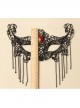 Fashion Gothic Womens Half Face Sexy Black Lace Tassel Gems Fox Exaggerated Prom Mask
