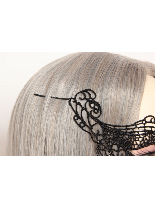 Fashion Gothic Womens Half Face Sexy Black Lace Tassel Gems Fox Exaggerated Prom Mask