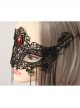 Fashion Gothic Womens Half Face Sexy Black Lace Tassel Gems Fox Exaggerated Prom Mask