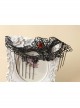 Fashion Gothic Womens Half Face Sexy Black Lace Tassel Gems Fox Exaggerated Prom Mask