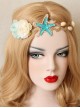Fashion Beach Holiday Starfish Blue Flowers Shell Hairband