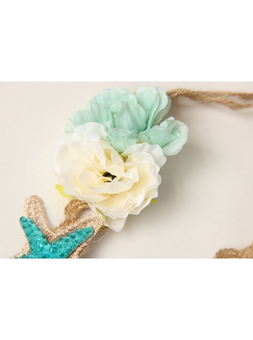 Fashion Beach Holiday Starfish Blue Flowers Shell Hairband