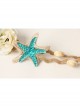 Fashion Beach Holiday Starfish Blue Flowers Shell Hairband