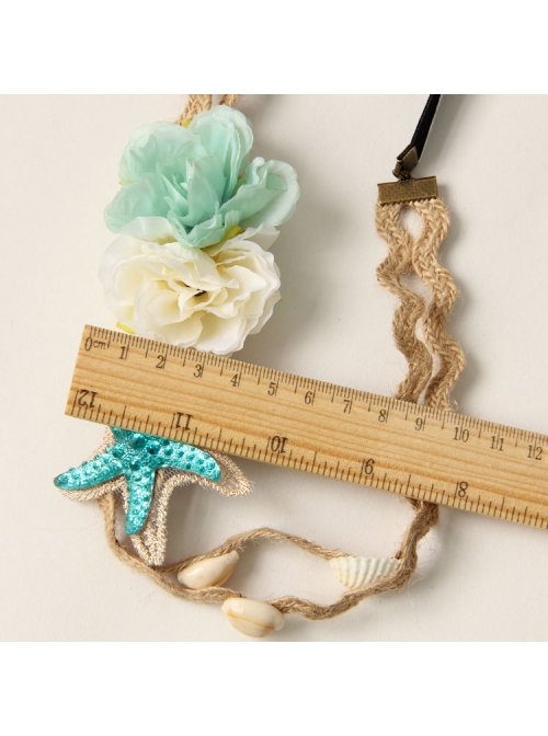 Fashion Beach Holiday Starfish Blue Flowers Shell Hairband