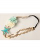 Fashion Beach Holiday Starfish Blue Flowers Shell Hairband