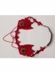 Gothic Womens Demon Animal Ears Wine Red Chain Gems Felt Cloth Headband Halloween Head Accessories