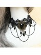 Gothic Exaggerated Fashion Chain Gemstone Black Lace Female Short Necklace