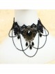 Gothic Exaggerated Fashion Chain Gemstone Black Lace Female Short Necklace