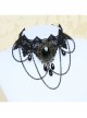 Gothic Exaggerated Fashion Chain Gemstone Black Lace Female Short Necklace