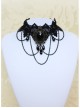 Gothic Exaggerated Fashion Chain Gemstone Black Lace Female Short Necklace