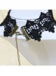 Gothic Exaggerated Fashion Chain Gemstone Black Lace Female Short Necklace