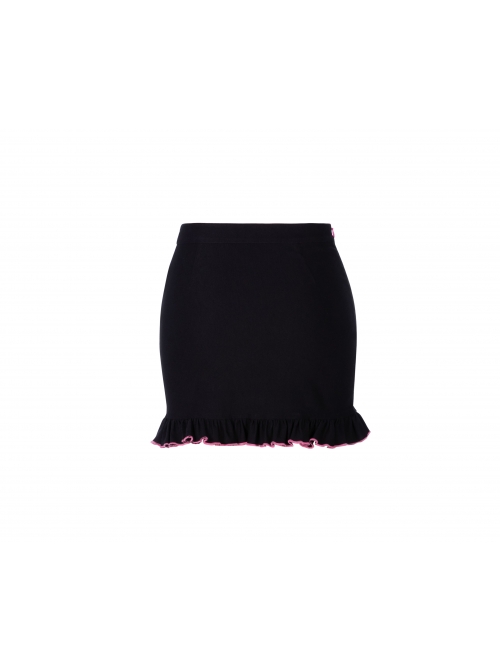 Black Punk Butterfly Embroidered Frill Hem Skirt