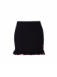 Black Punk Butterfly Embroidered Frill Hem Skirt