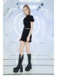 Black Punk Butterfly Embroidered Frill Hem Skirt